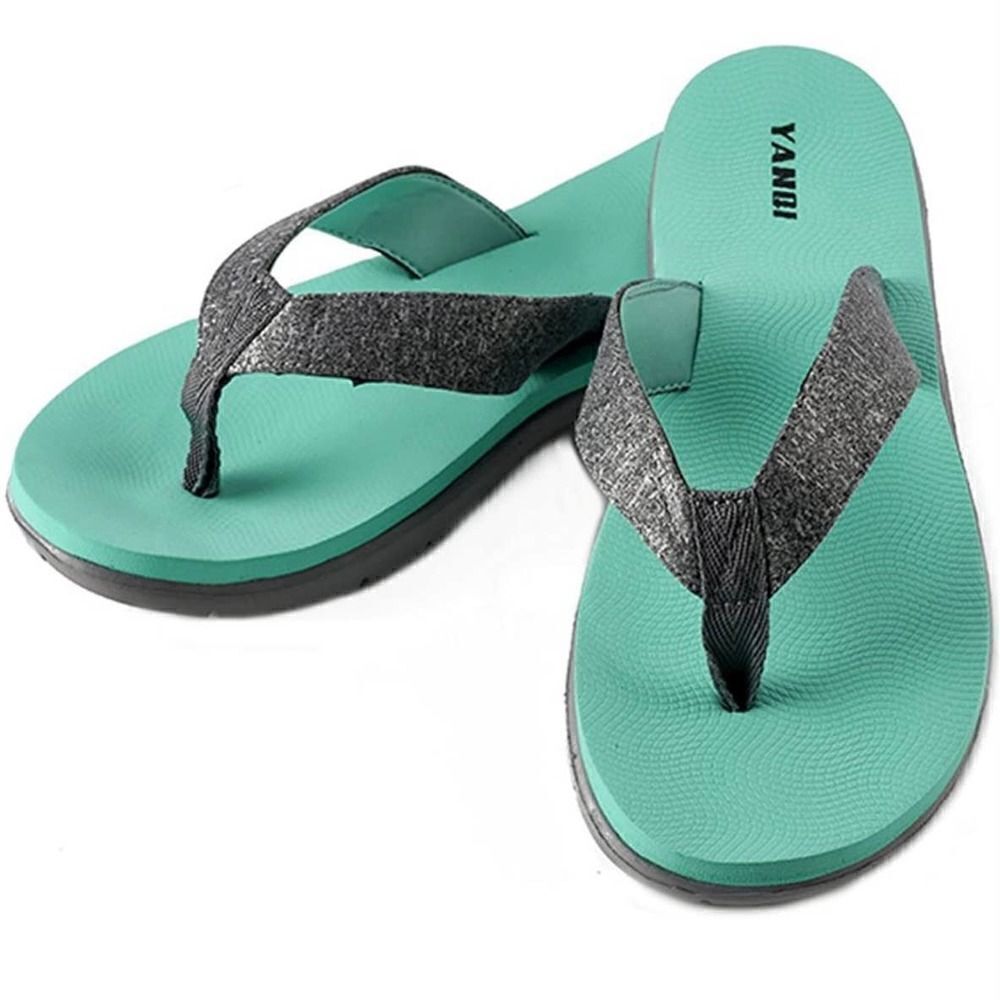 LOVE YANQI Flip Flop Fashion Casual Slippers Thong Sandal Gray/Aqua Size 6